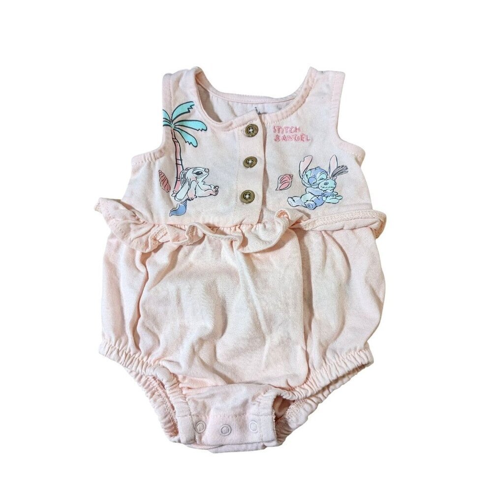 Disney Baby One Piece Girls 0 to 3 Months Baby Angel Lilo And Stitch Pink Ruffle